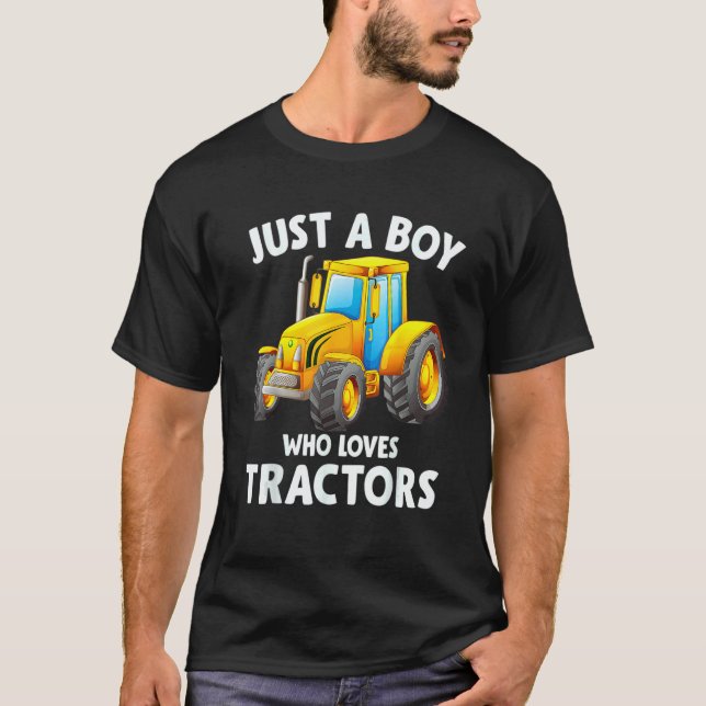 Just A Boy Who Loves Tractors Christmas   Kids Far T Shirt (Framsida)