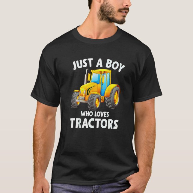 Just A Boy Who Loves Tractors Christmas  Kids Farm T Shirt (Framsida)