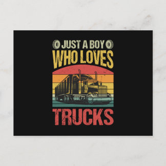 Just a Boy Who Loves Trucks Vykort