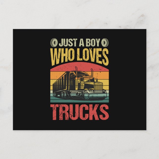 Just a Boy Who Loves Trucks Vykort (Framsida)