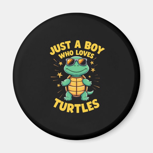 Just a boy who loves turtles Children boy (1) Magnet (Framsidan)