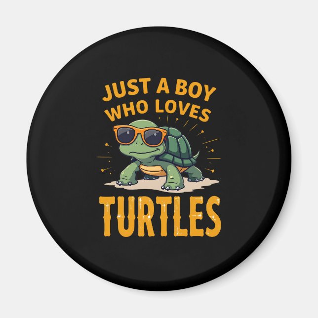 Just a boy who loves turtles Children boy (2) Magnet (Framsidan)