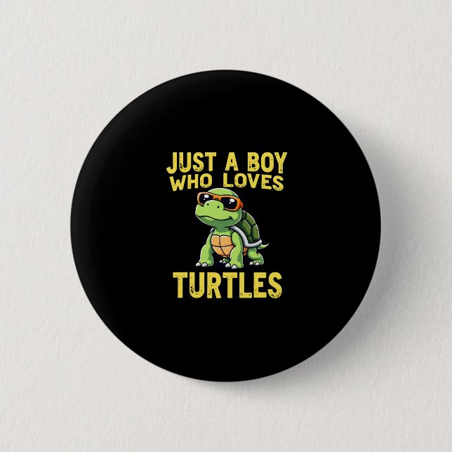 Just a boy who loves turtles Children boy (3) Knapp (Framsida)