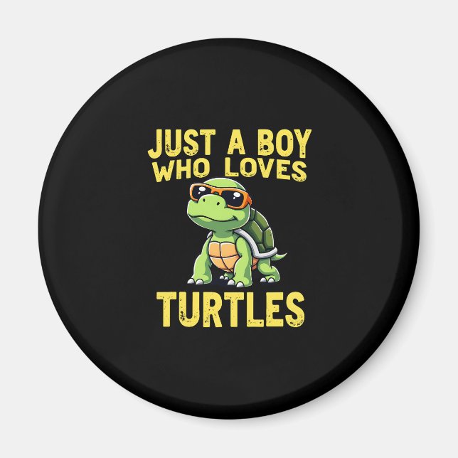 Just a boy who loves turtles Children boy (3) Magnet (Framsidan)