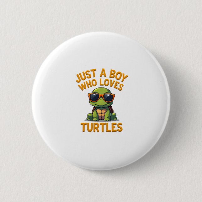 Just a boy who loves turtles Children boy Knapp (Framsida)