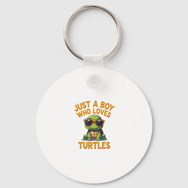 Just a boy who loves turtles Children boy Nyckelring (Framsida)