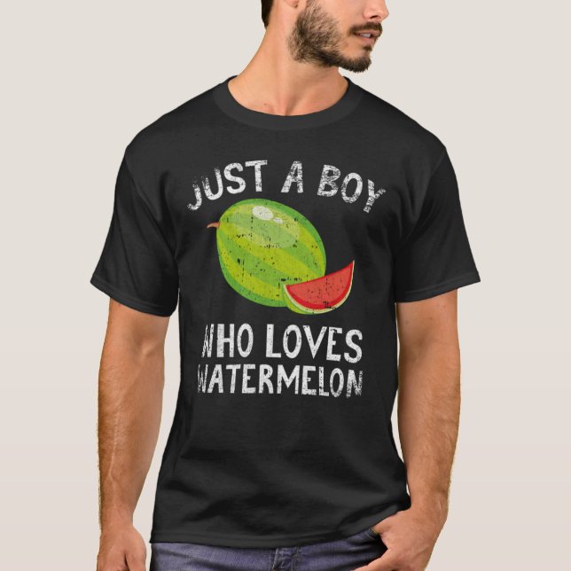 Just A Boy Who Loves Watermelon T-Shirt (Framsida)