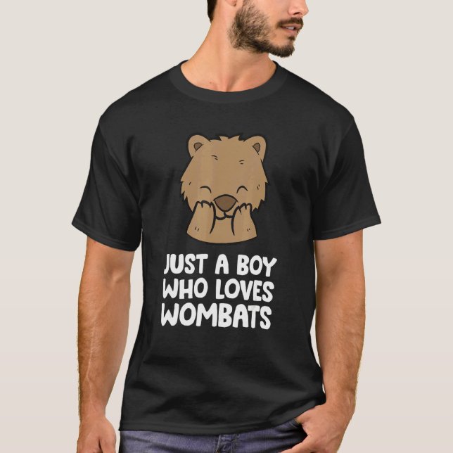Just a Boy Who Loves Wombats T Shirt (Framsida)