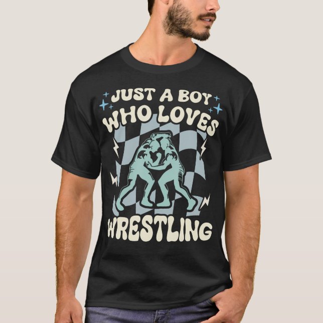 Just A Boy Who Loves Wrestling Lover Kids Boys Wre T Shirt (Framsida)