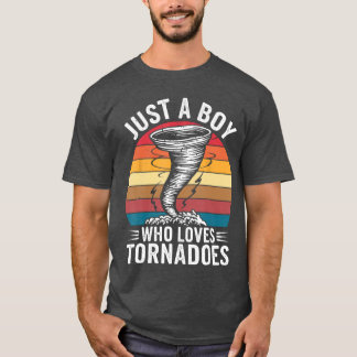 Just A Boy Who Lovesornadoes oddler Boy retro T Shirt