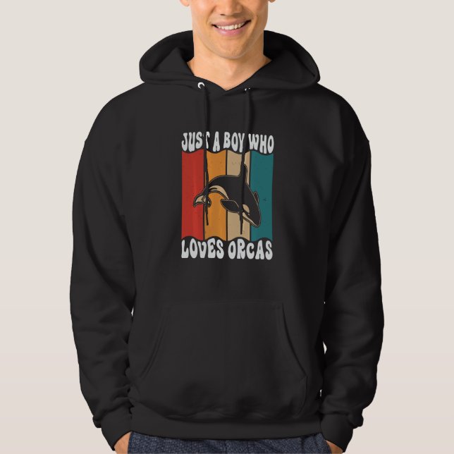 Just A Boyl Who Loves Orcas Killer Whales Sea Ocea Hoodie (Framsida)