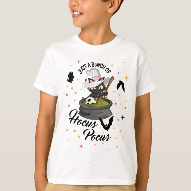 Just a Bunch of Hocus Pocus Witch Cat Graphic T Shirt (Framsida)