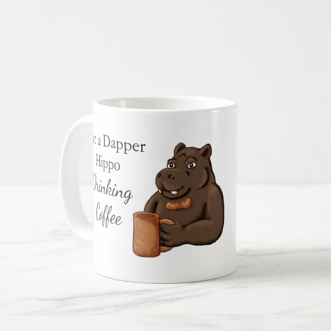Just a Dapper Hippo Drinking Coffee - Funny Mug Kaffemugg (Framsida vänster)