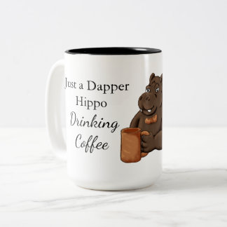 Just a Dapper Hippo Drinking Coffee - Funny Mug Två-Tonad Mugg