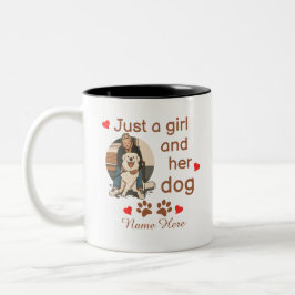 Just A Girl And Her Dog Personalized Name Två-Tonad Mugg