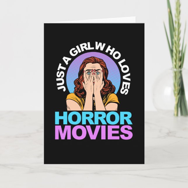 Just A Girl Horror Movies Halloween Kort (Framsida)