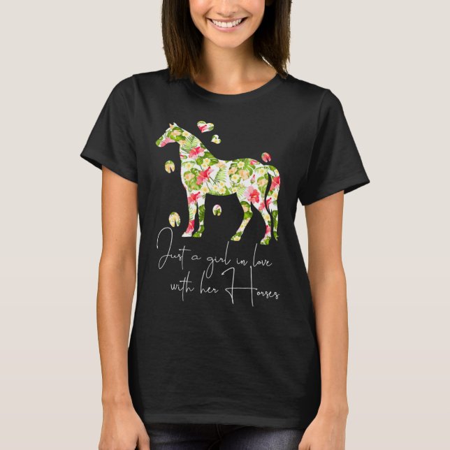 Just A Girl In Love With Her Horses  Riding Girls T Shirt (Framsida)