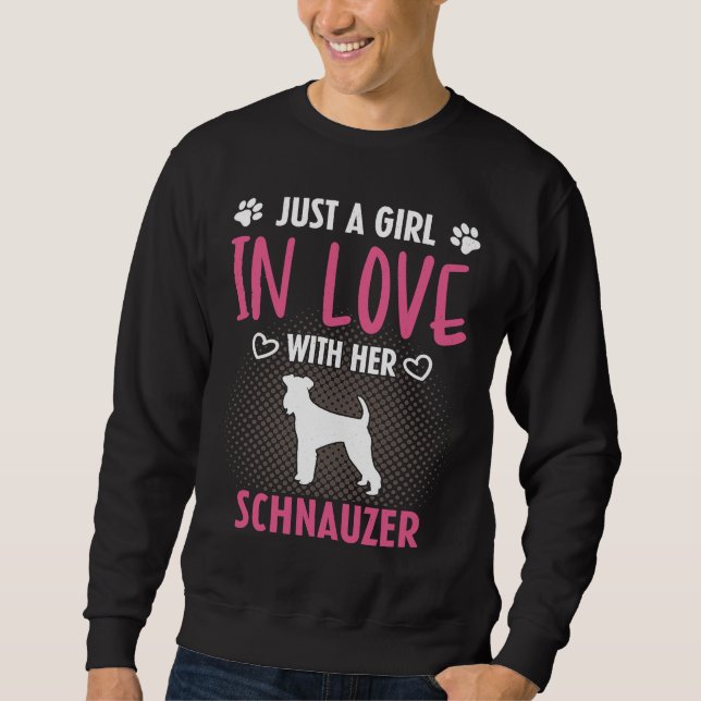 Just A Girl In Love With Her Schnauzer  Schnauzer  Lång Ärmad Tröja (Framsida)