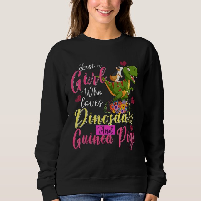 Just A Girl Loves Dinosaurs And Guinea Pigs Riding T Shirt (Framsida)