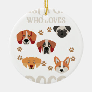 Just-a-Girl-WHO-Kärlek-Hundar-Hund-Älskare Julgransprydnad Keramik