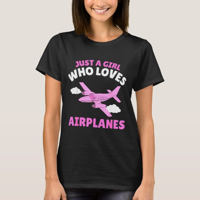 Just A Girl Who Loves Airplanes Kids Toddler Baby  T Shirt (Framsida)