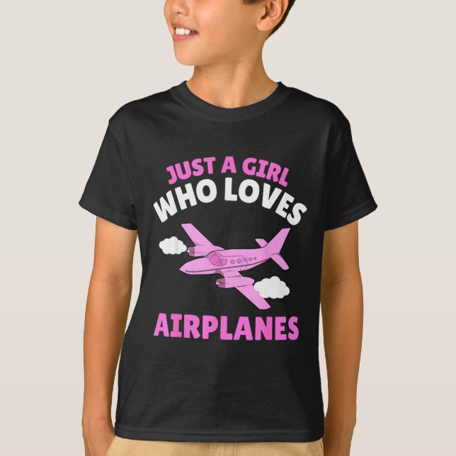 Just A Girl Who Loves Airplanes Kids Toddler Baby  T Shirt (Framsida)