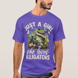 Just A Girl Who Loves Alligator Aesthetic Flower W T Shirt