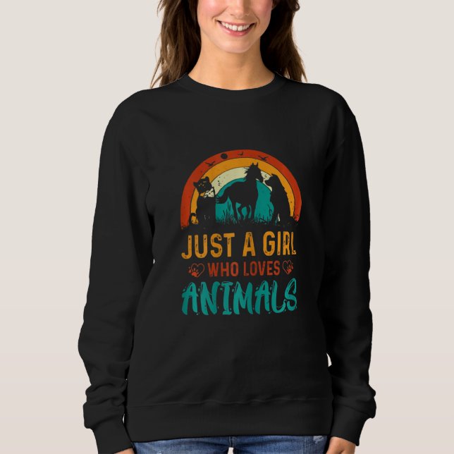 Just A Girl Who Loves Animals Girls Tee (Framsida)