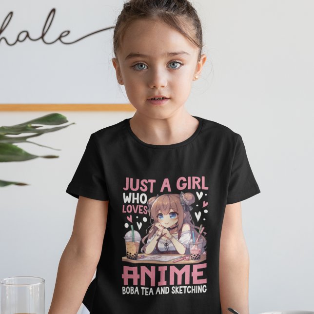 Just a girl who loves Anime and Boba tea T Shirt (Skapare uppladdad)