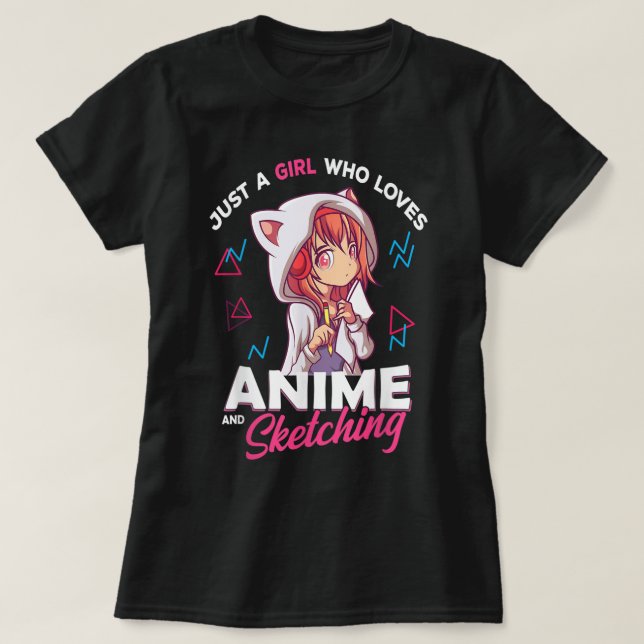 Just a Girl Who Loves Anime and Drawing T Shirt (Design framsida)