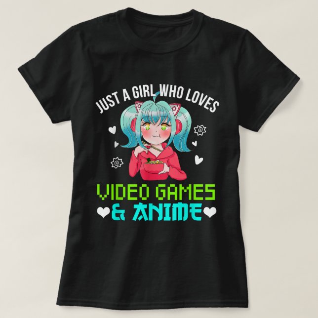 Just a Girl Who Loves Anime and Gaming T Shirt (Design framsida)
