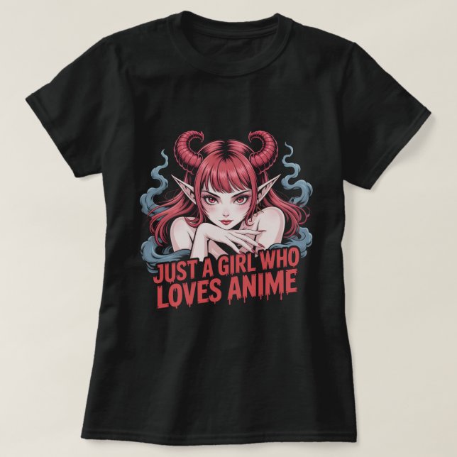 Just A Girl Who Loves Anime Demon Girl T-Shirt, Ma T Shirt (Design framsida)