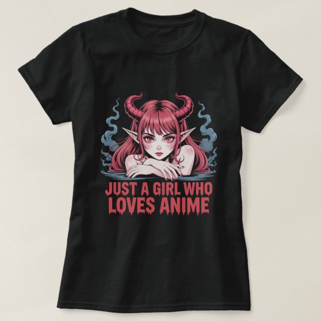 Just A Girl Who Loves Anime Demon Girl T-Shirt, Ma T Shirt (Design framsida)