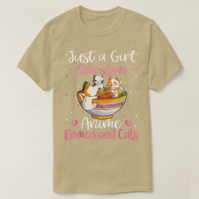 Just A Girl Who Loves Anime Ramen And Cats Kawaii  T Shirt (Design framsida)
