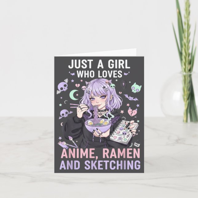 Just A Girl Who Loves Anime Ramen And Sketching Ma Kort (Framsida)