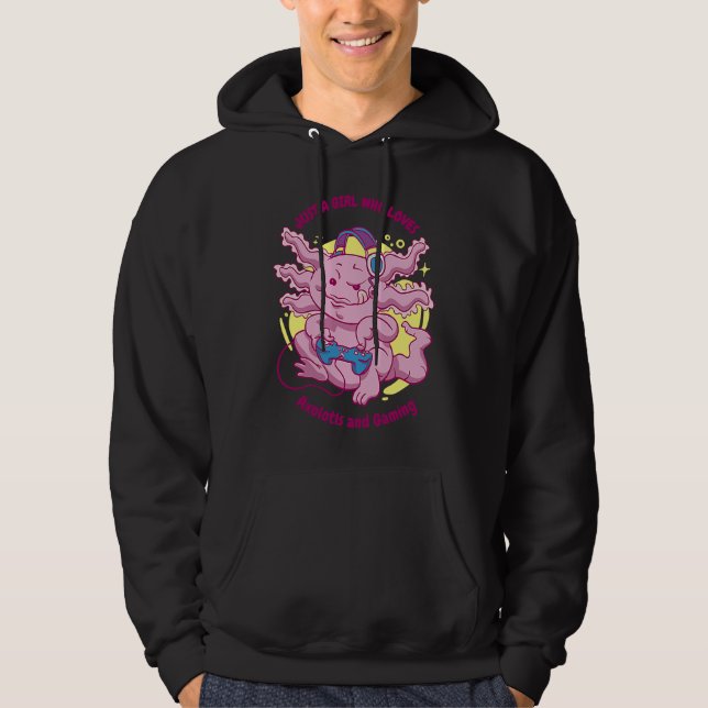 Just A Girl Who Loves Axolotls And Gaming Video Ga Hoodie (Framsida)