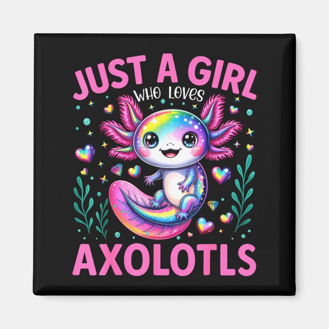 Just A Girl Who Loves Axolotls Kawaii Kids Girls  Magnet (Framsidan)