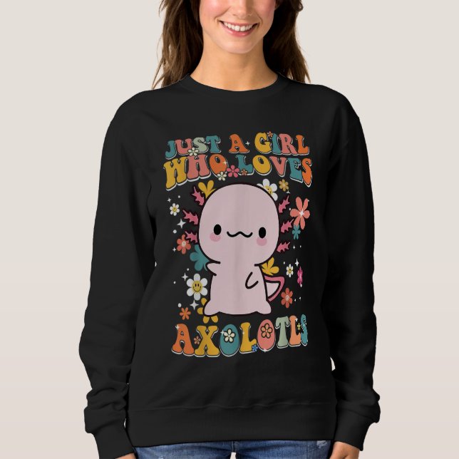 Just A Girl Who Loves Axolotls Retro Groovy Axolot T Shirt (Framsida)