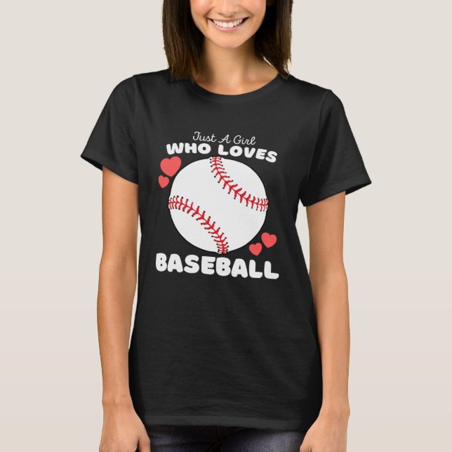 Just A Girl Who Loves Baseball  Cute Girls Athelti T Shirt (Framsida)