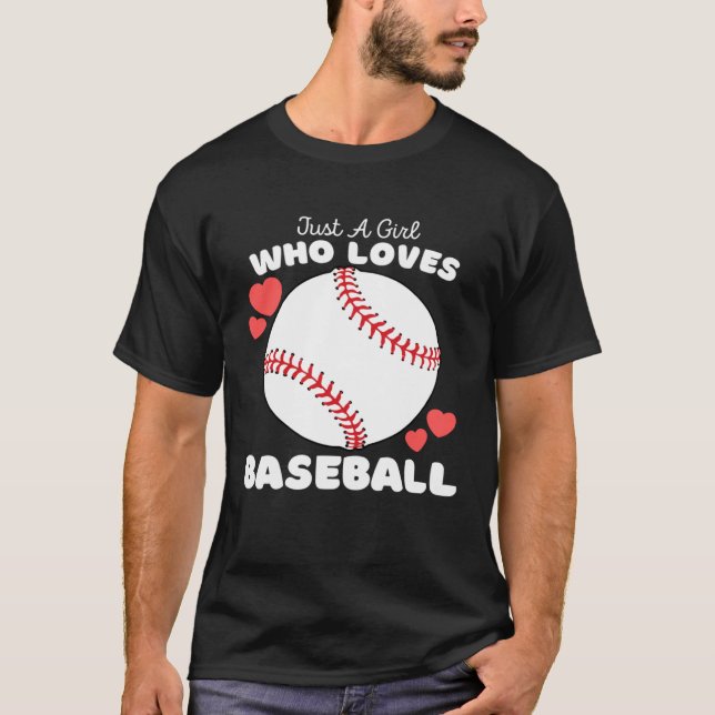 Just A Girl Who Loves Baseball  Cute Girls Athelti T Shirt (Framsida)