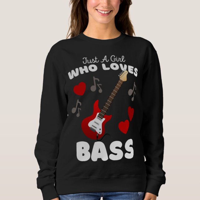 Just A Girl Who Loves Bass Cute Girls Guitar T Shirt (Framsida)