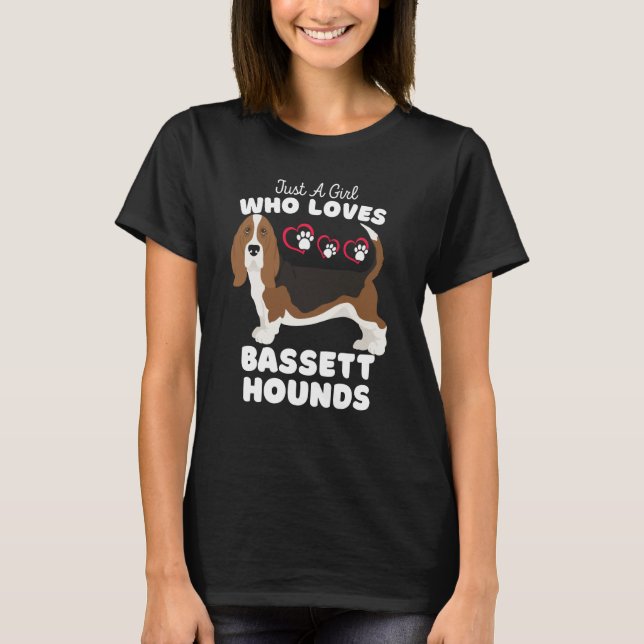 Just A Girl Who Loves Bassett Hounds Cute Hound Ki T Shirt (Framsida)