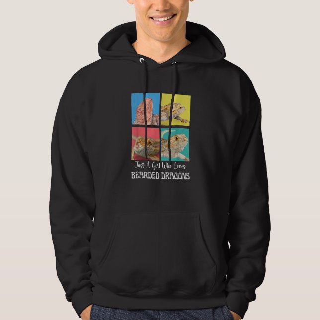 Just A Girl Who Loves Bearded Dragons Cool Dragon Hoodie (Framsida)