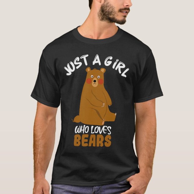 Just A Girl Who Loves Bears Cute Brown Bear Costum T Shirt (Framsida)