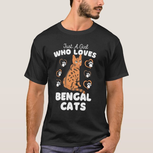 Just A Girl Who Loves Bengal Cats Cute Cat Kids T Shirt (Framsida)