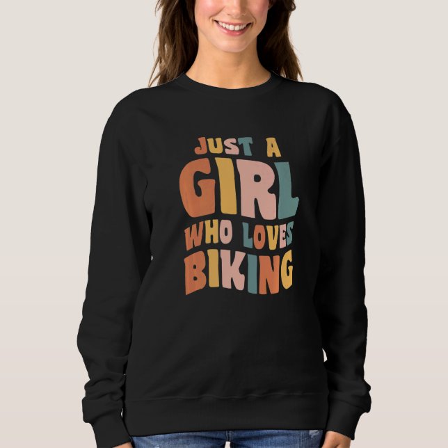 Just A Girl Who Loves Biking Apparel Cycling Quote T Shirt (Framsida)
