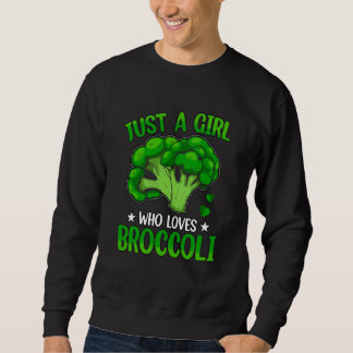 Just a Girl who loves Broccoli Vegan Saying Lång Ärmad Tröja