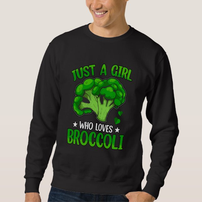 Just a Girl who loves Broccoli Vegan Saying Lång Ärmad Tröja (Framsida)