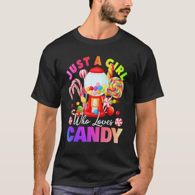 Just A Girl Who Loves Candy Lollipop Sweet Tester  T Shirt (Framsida)