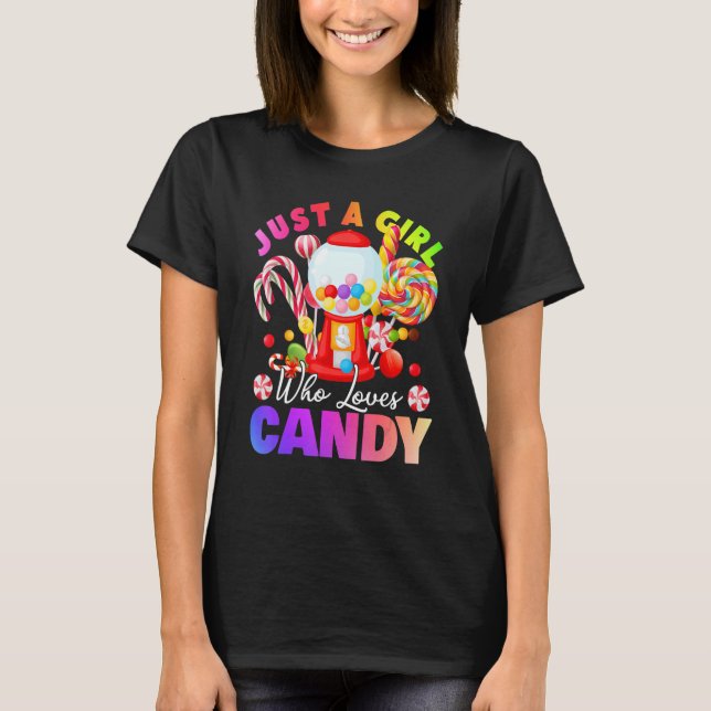 Just A Girl Who Loves Candy Lollipop Sweet Tester  T Shirt (Framsida)